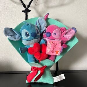 Disney Stitch and Angel Plush Duo - Blue and Pink bouquet for Valentines 💝